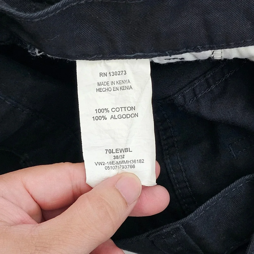 Wrangler Cargo Pants Men 38x32 Black Relaxed Fit Tech Pocket 70LEWBL Cotton‎